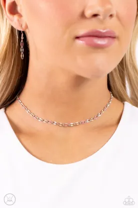 Admirable Accents - Pink - White, and Peach Painted Chain Paparazzi Choker Necklace