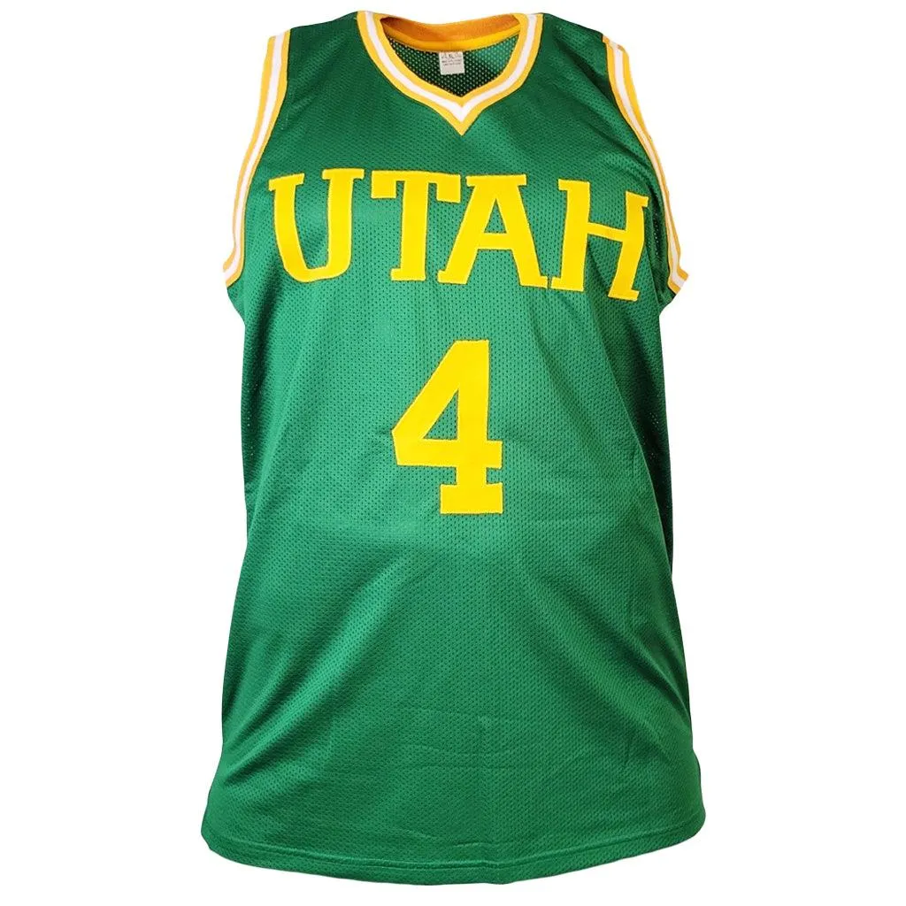 Adrian Dantley Signed HOF 2008 Inscription Utah Green Basketball Jersey (JSA)