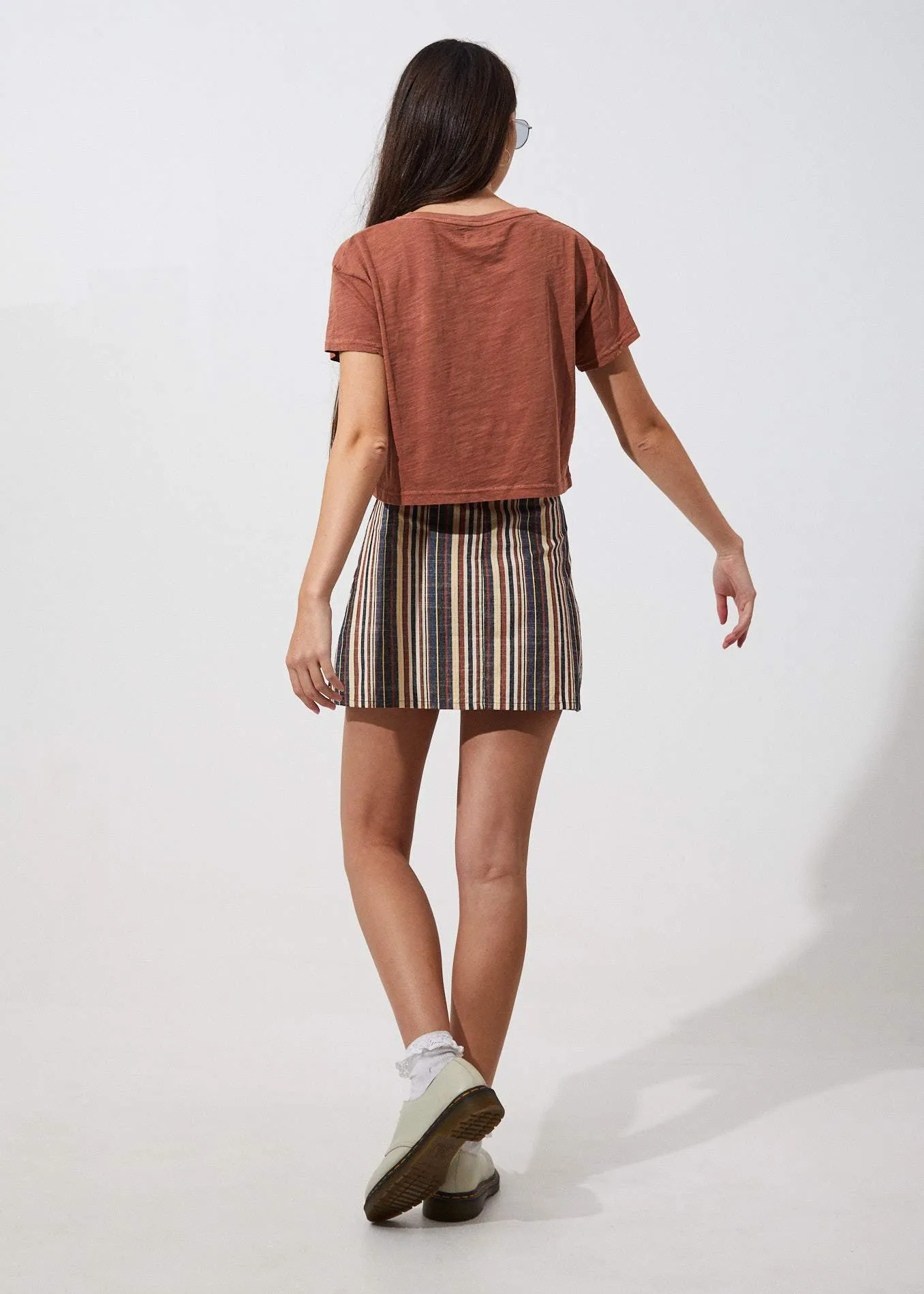 Afends Womens Mimi Stripe - A Line Mini Skirt - Multi