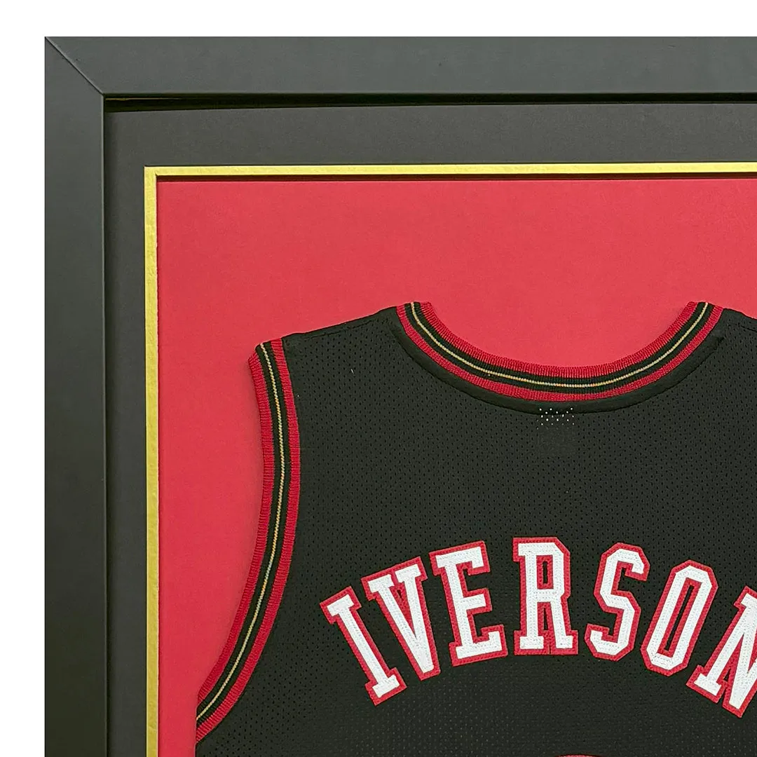 Allen Iverson Signed Philadelphia 76ers Vertical Custom Framed Basketball Jersey