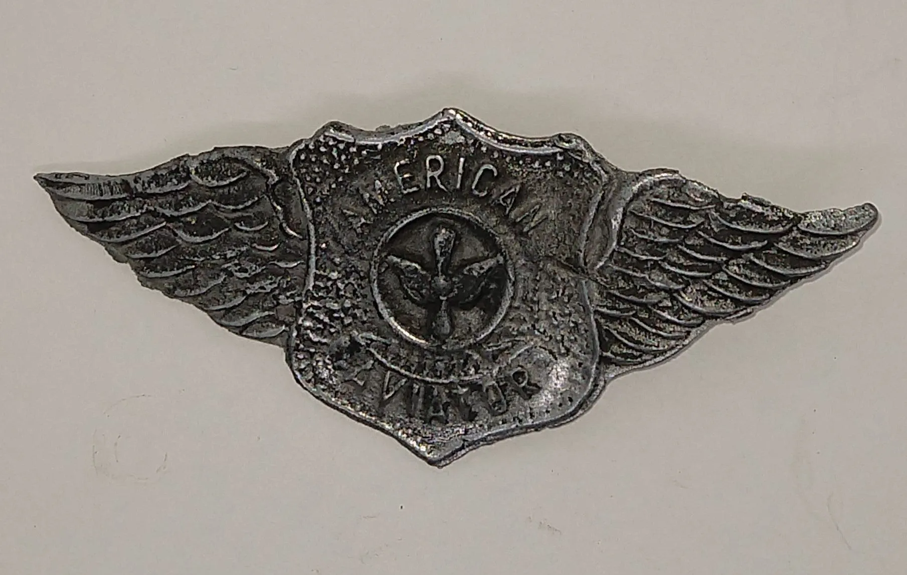 American Aviator Badge x 2 one is silver, one Gold. 3" across.