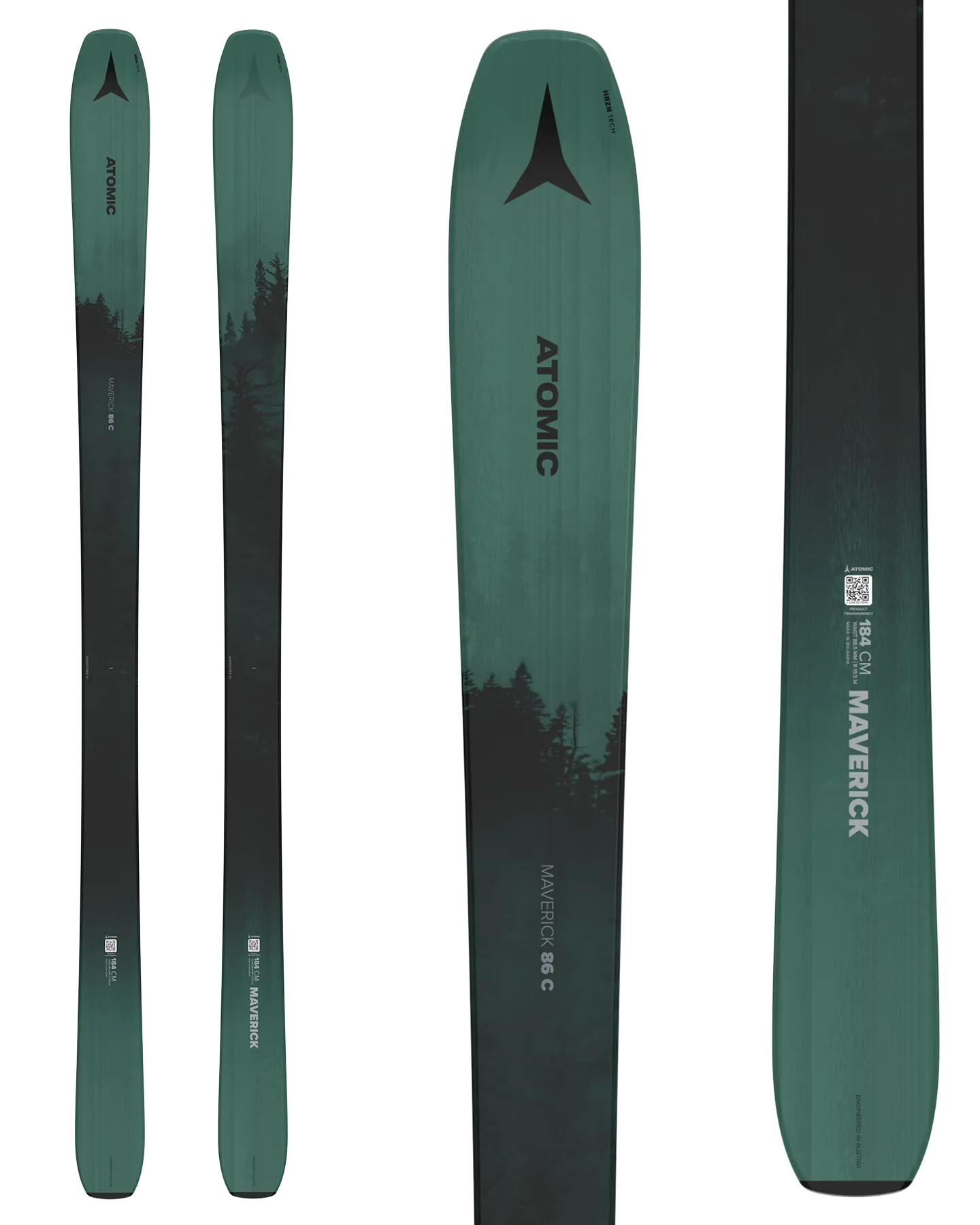 Atomic Maverick 86 C Women's Snow Skis - Dark Green/Black - 2025