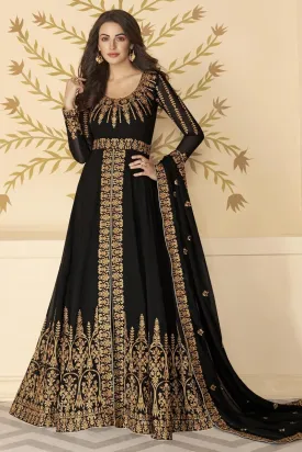 Classy Black Front Slit Party Wear Anarkali Suit