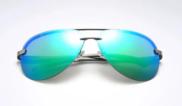 Classy Men Rimless Turquoise Aviator Sunglasses