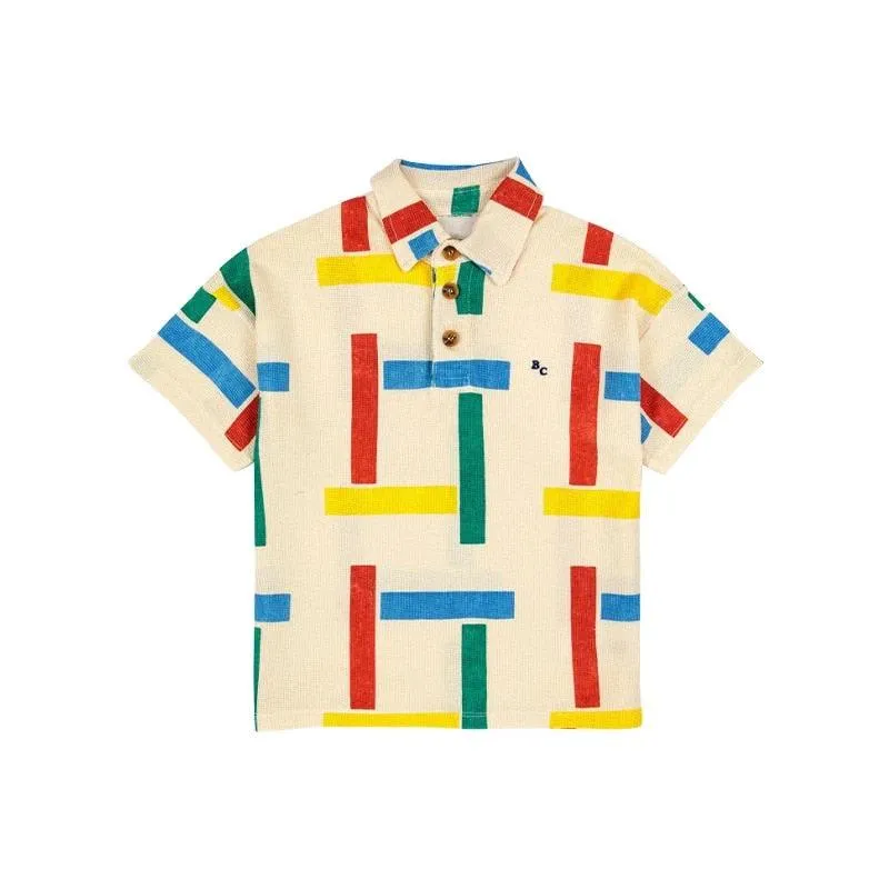 Color Block Polo Shirt and Shorts Matching Set