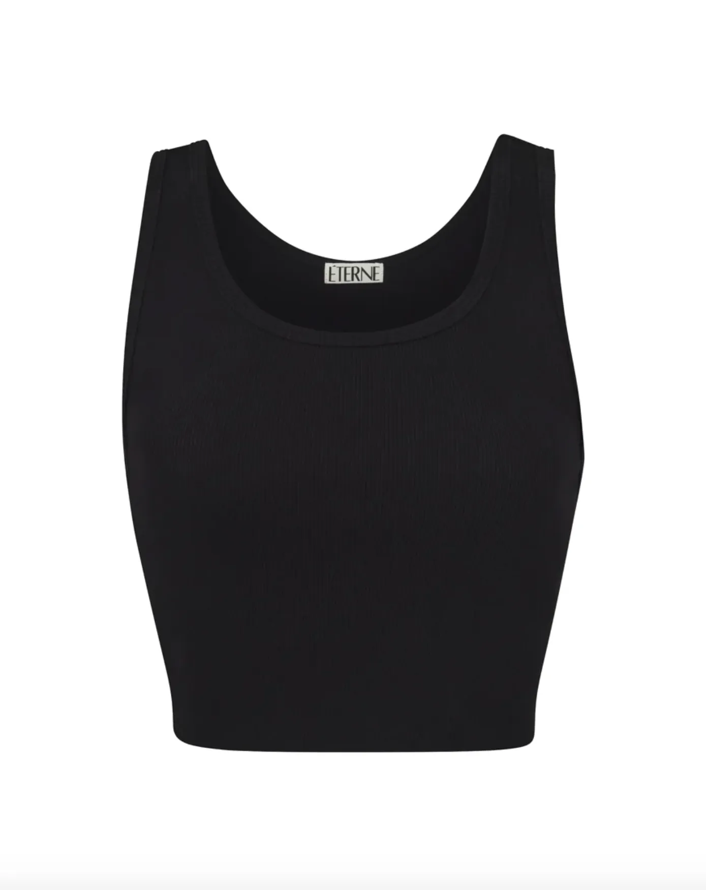 Cropped Scoop Neck Tank - Black