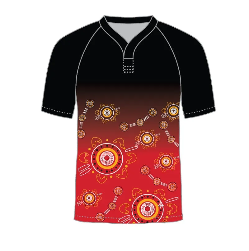 Custom Indigenous Designed Football Rugby Jersey - Dreamtime Warrior