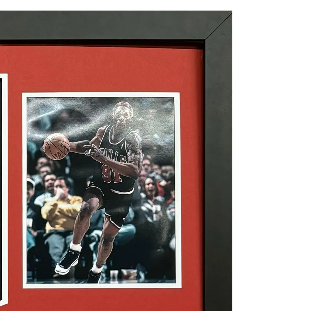 Dennis Rodman Signed Chicago Bulls Vertical Custom Framed Basketball Jersey