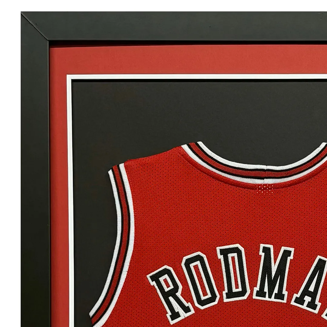 Dennis Rodman Signed Chicago Bulls Vertical Custom Framed Basketball Jersey