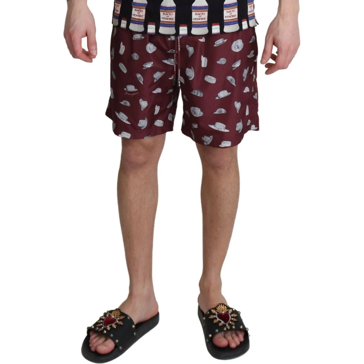 Dolce & Gabbana Elegant Maroon Beachwear Trunks