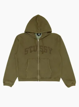 Faded Graphic Zip Hoodie Olive