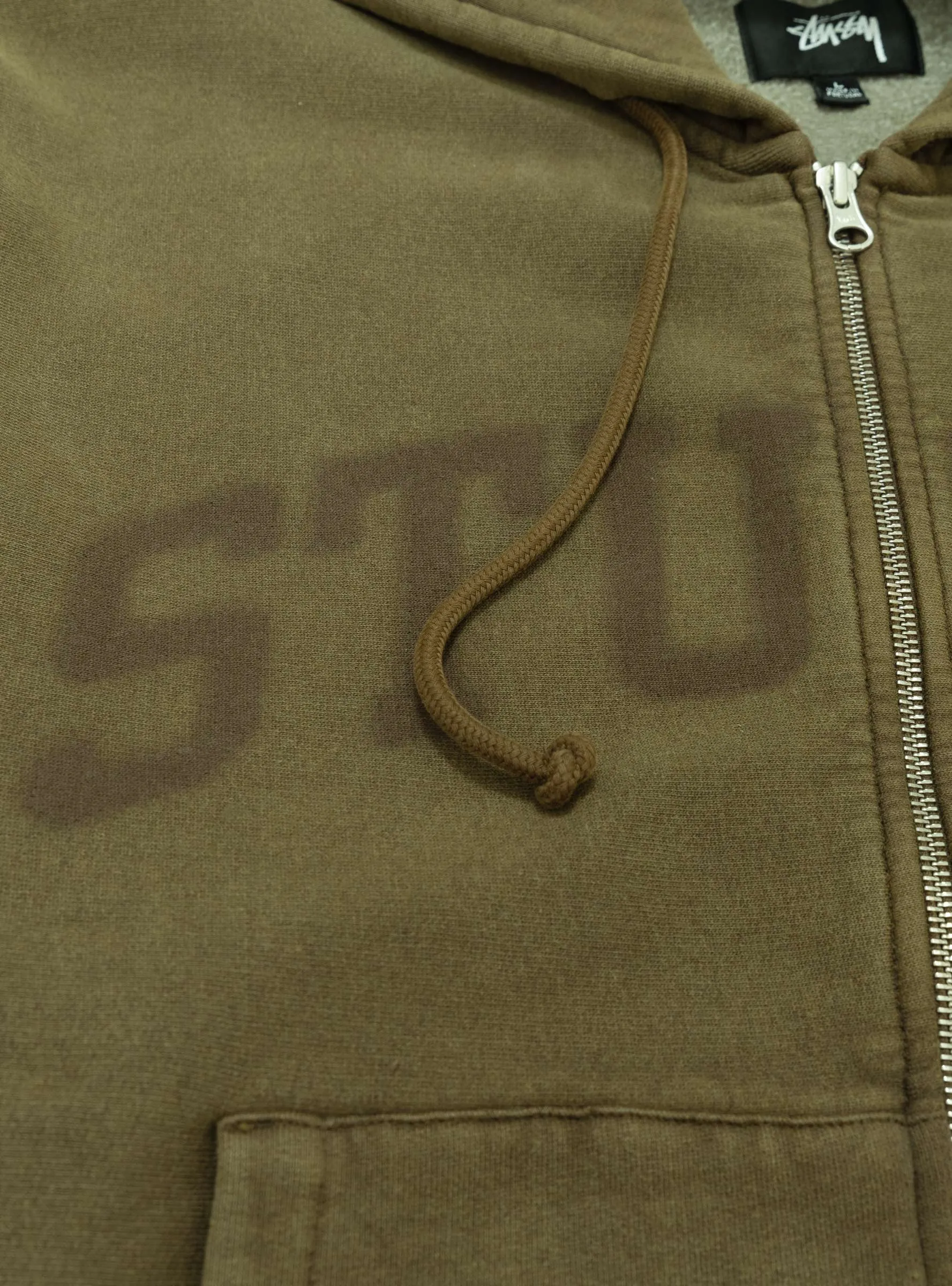 Faded Graphic Zip Hoodie Olive