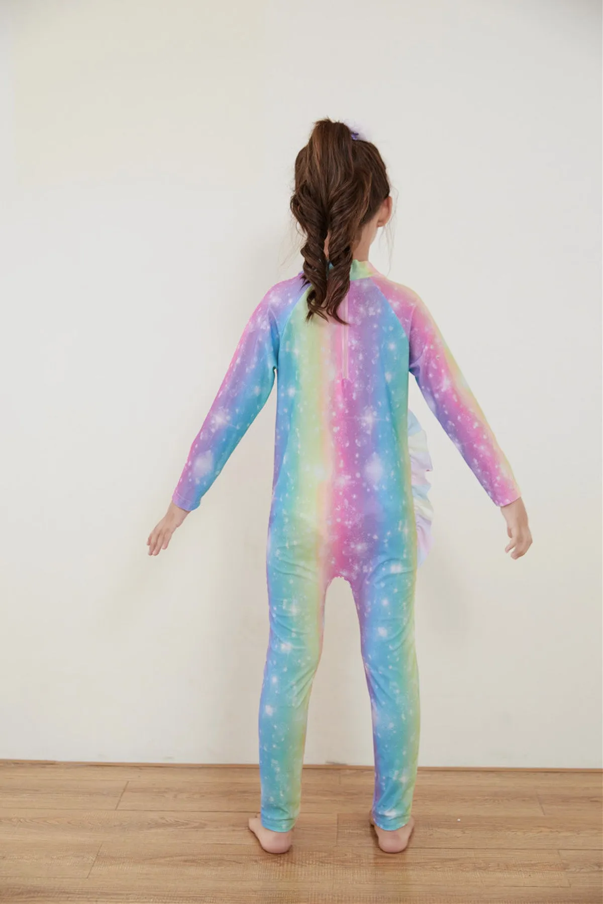 Fancydresswale Girls Full body cover Swimming costume- Unicorn Rainbow