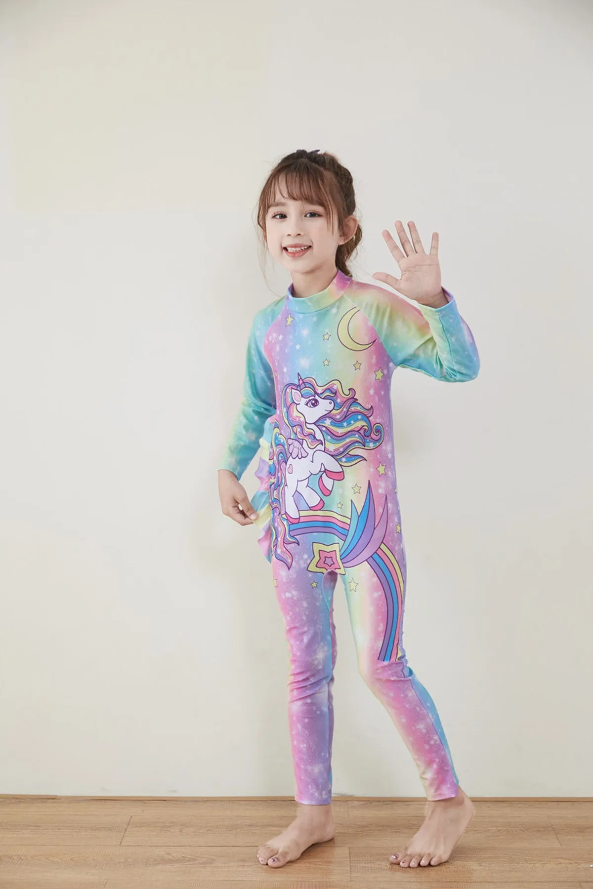 Fancydresswale Girls Full body cover Swimming costume- Unicorn Rainbow