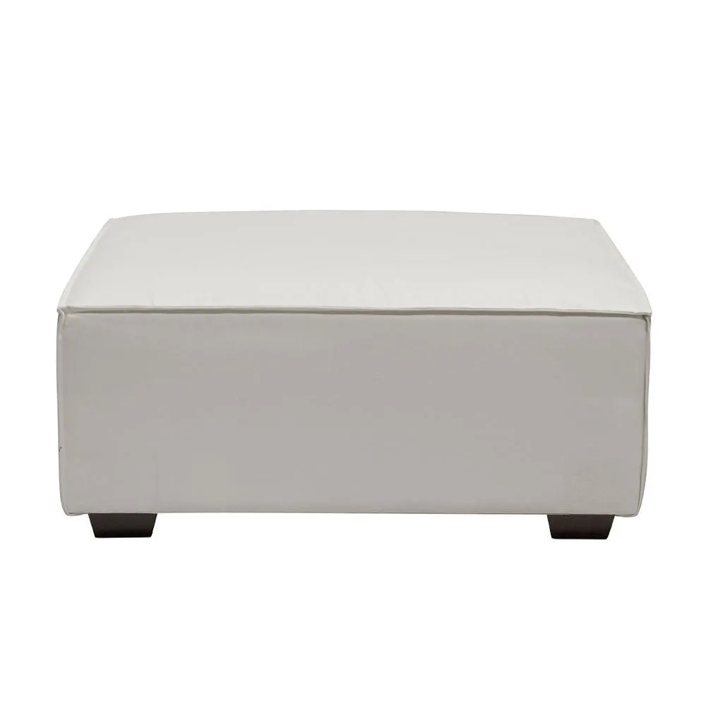 Felix White Fabric Large Ottoman - Modern Hamptons Chic