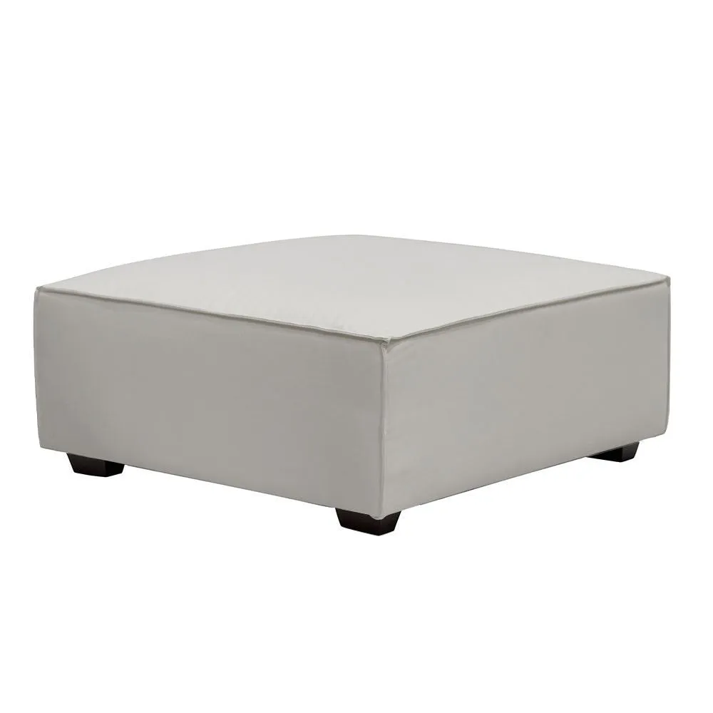 Felix White Fabric Large Ottoman - Modern Hamptons Chic