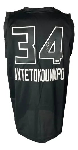 Giannis Antetokounmpo Milwaukee Signed Black Basketball Jersey JSA