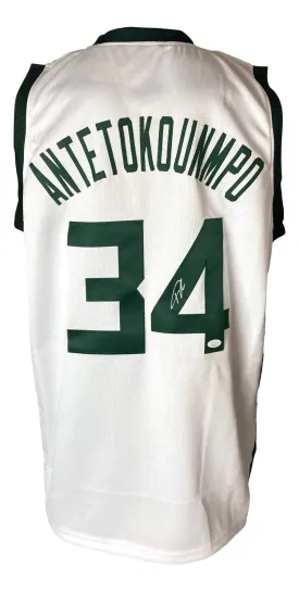 Giannis Antetokounmpo Milwaukee Signed White Basketball Jersey JSA