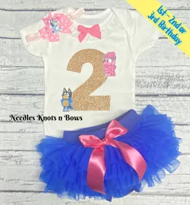 Girls Bluey 1st or 2nd Tutu Bloomer Outfit