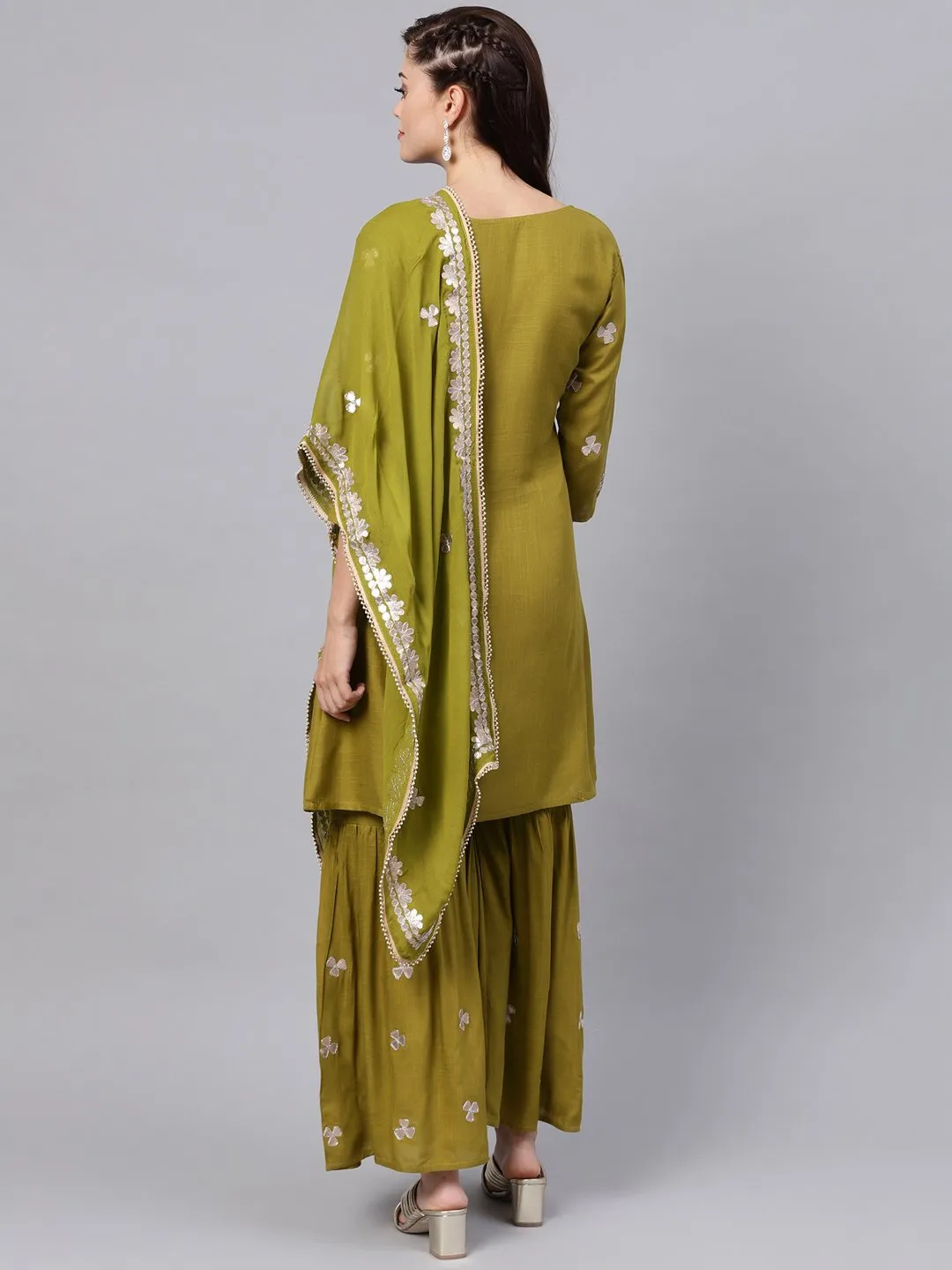 Green Embellished Kurta Set