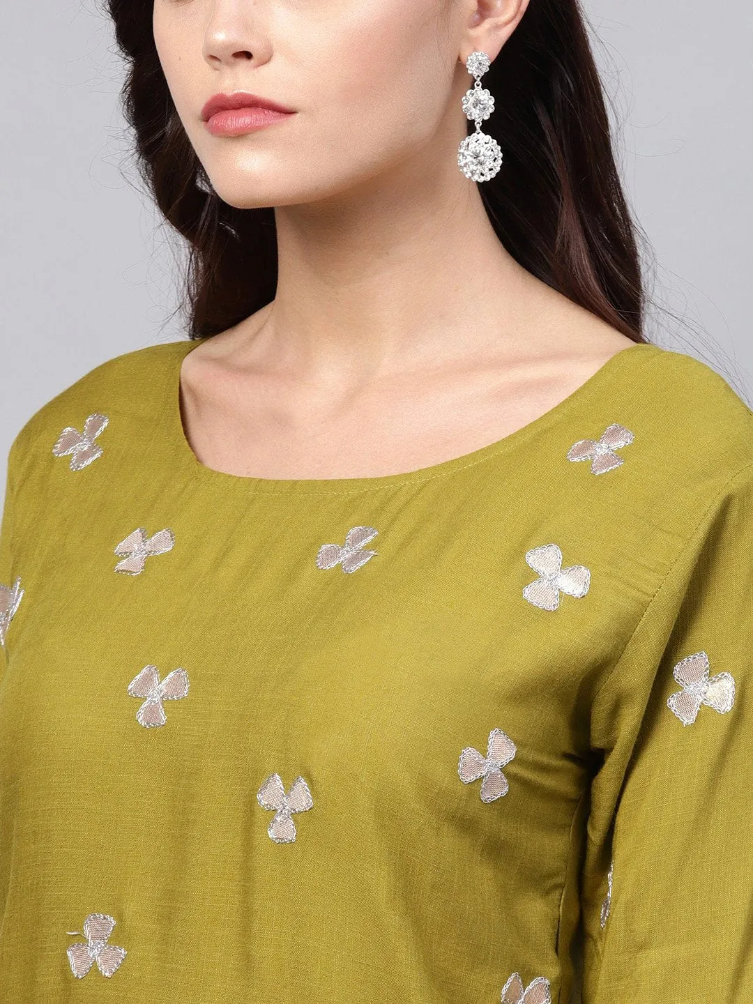 Green Embellished Kurta Set