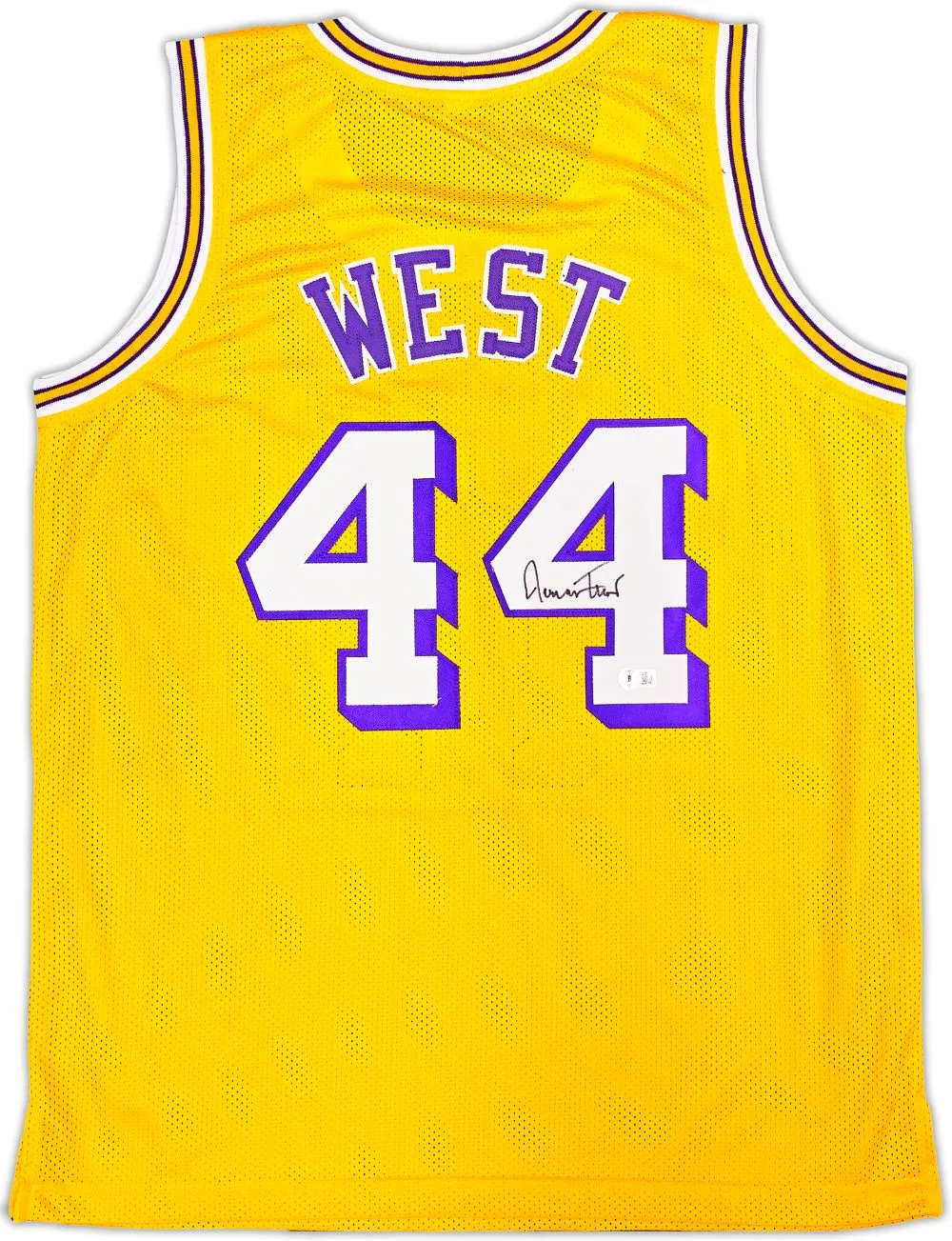 Jerry West Los Angeles Signed Yellow Basketball Jersey BAS