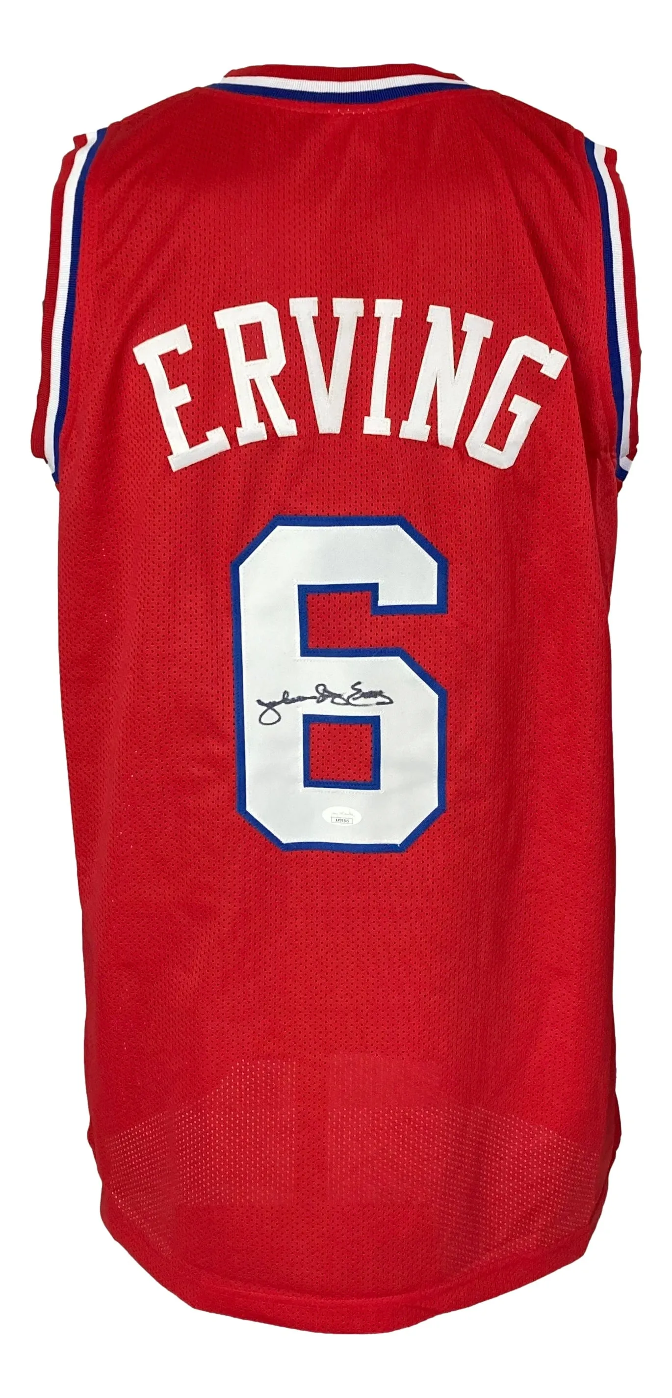 Julius Dr J Erving Philadelphia Signed Red Pro Style Basketball Jersey JSA