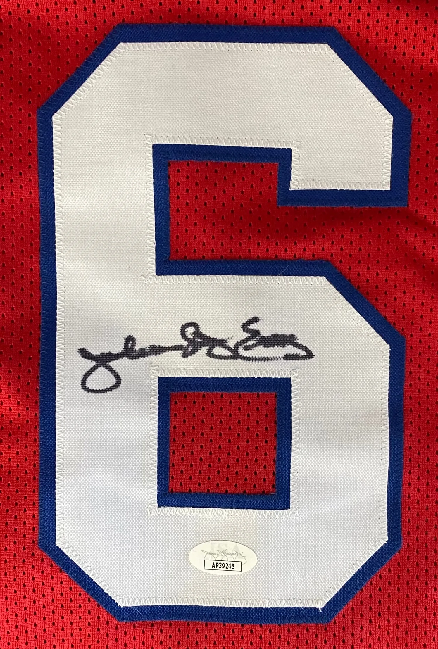 Julius Dr J Erving Philadelphia Signed Red Pro Style Basketball Jersey JSA