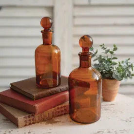 Large Amber Glass Bottles with Stoppers