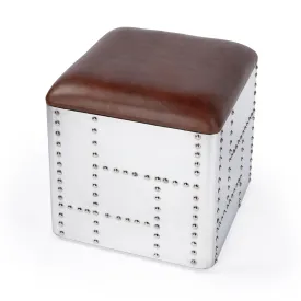 Midway Aviator Leather Accent Stool in Medium Brown  5597330