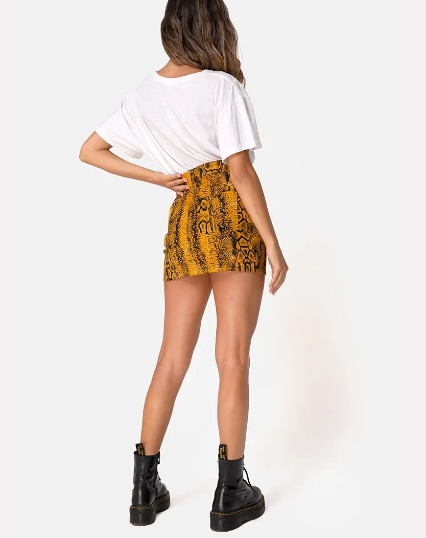 Mini Broomy Skirt in Snake Mustard