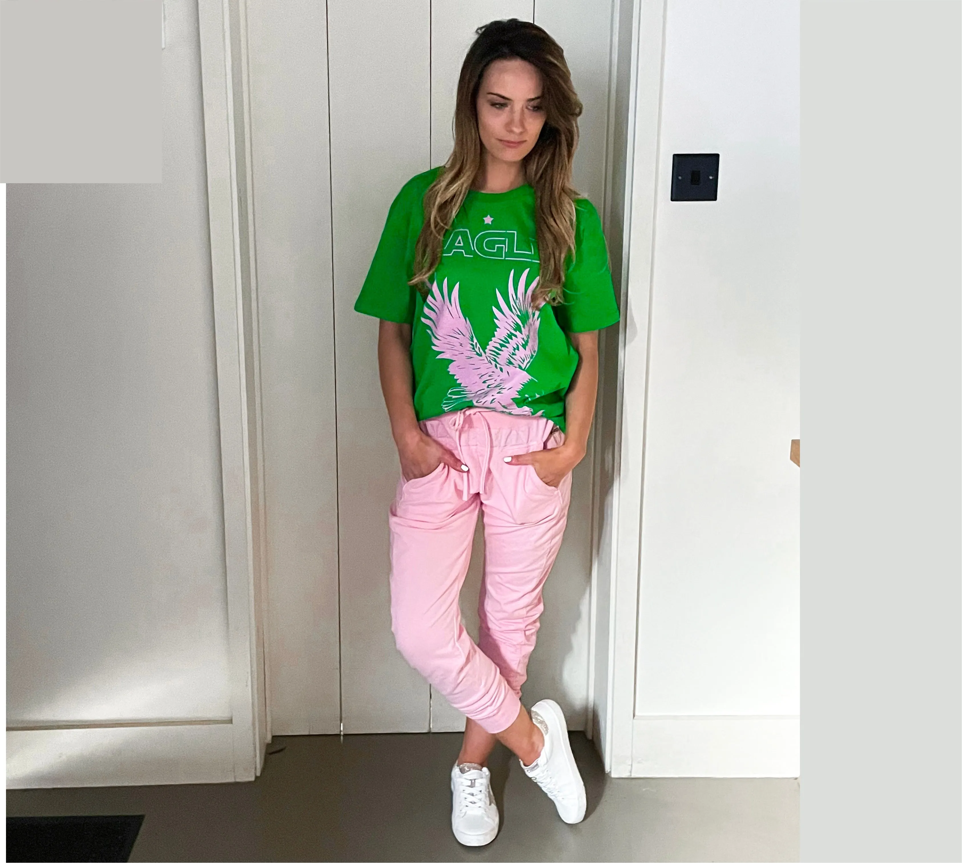 Neon green / pink Eagle tee *boyfriend fit*