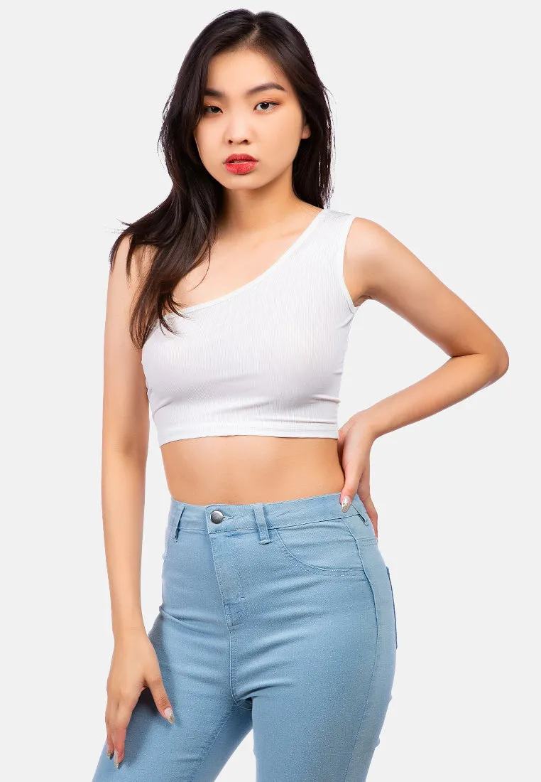 One Shoulder Knitted Crop Top