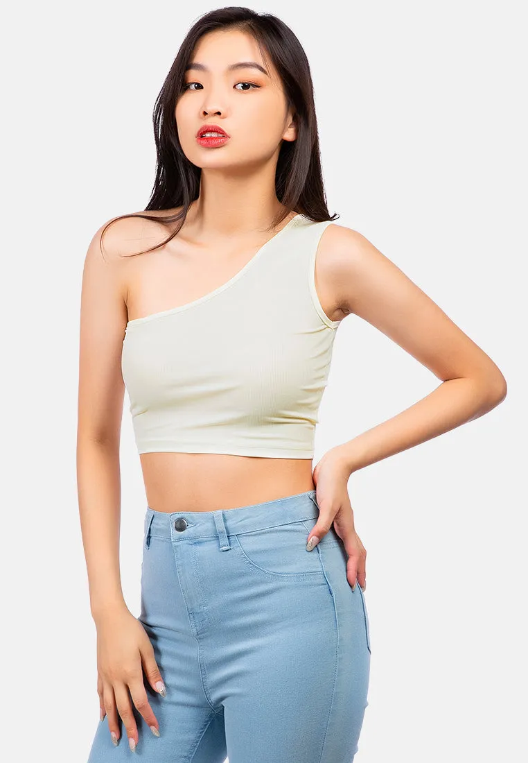 One Shoulder Knitted Crop Top