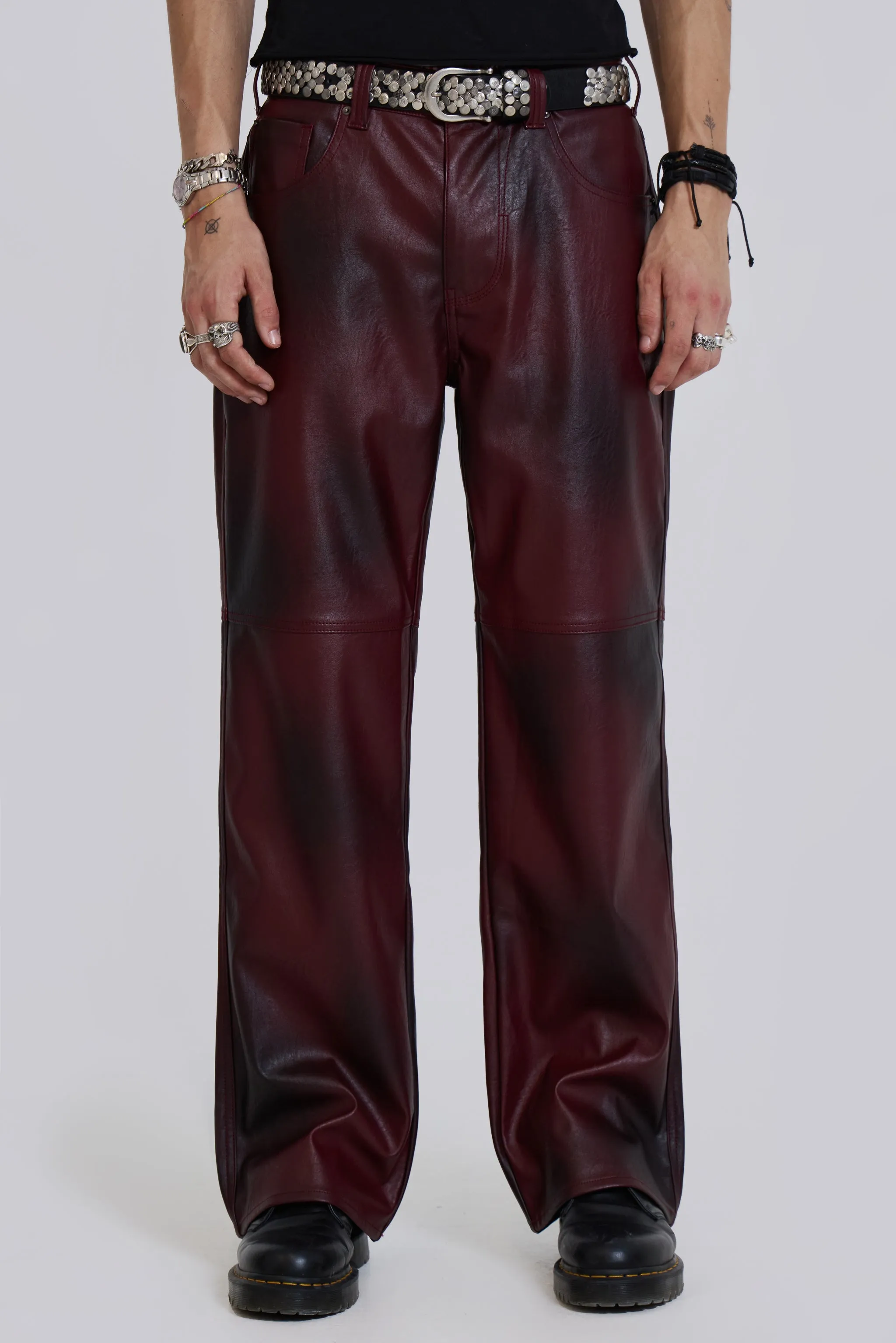 Oxblood Faux Leather Pants