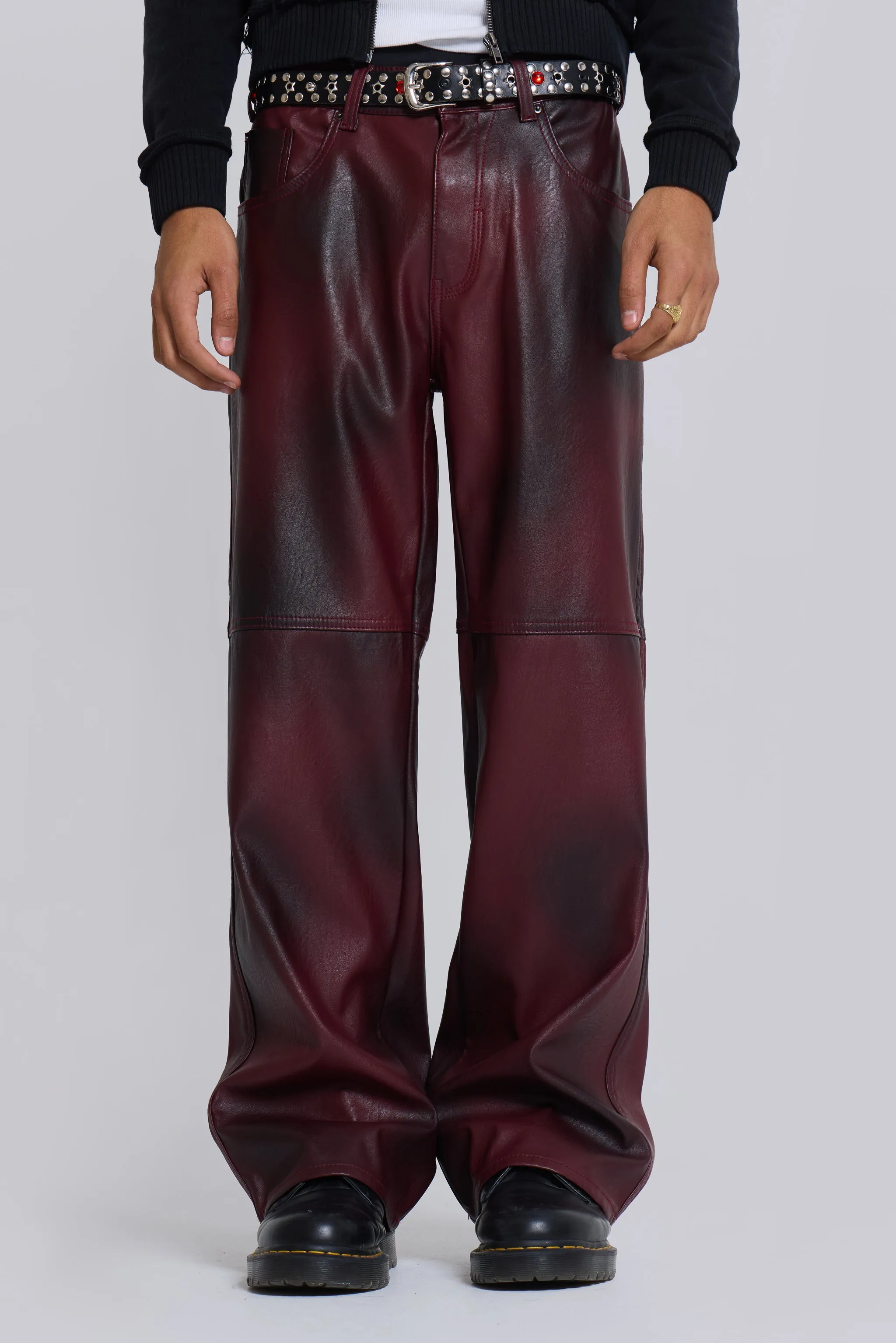 Oxblood Faux Leather Pants