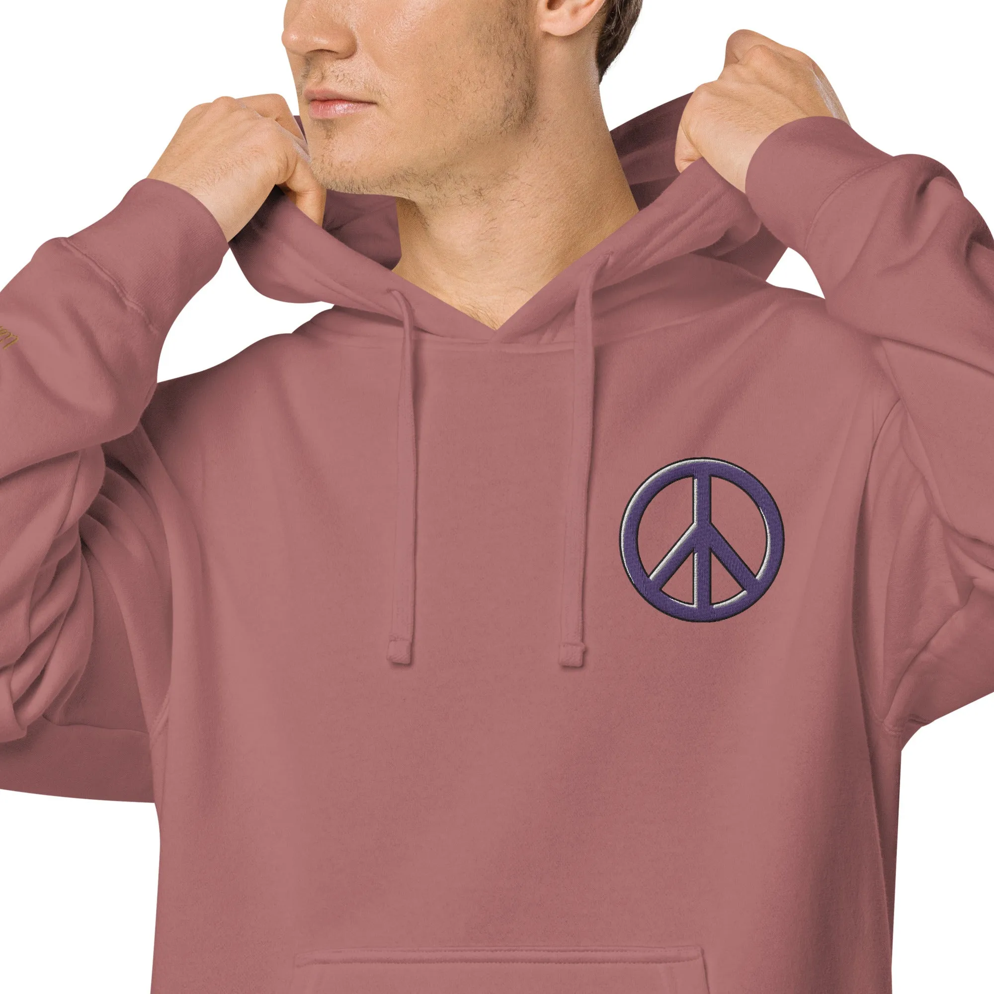 Peace Sign Design Unisex Pigment-Dyed Hoodie