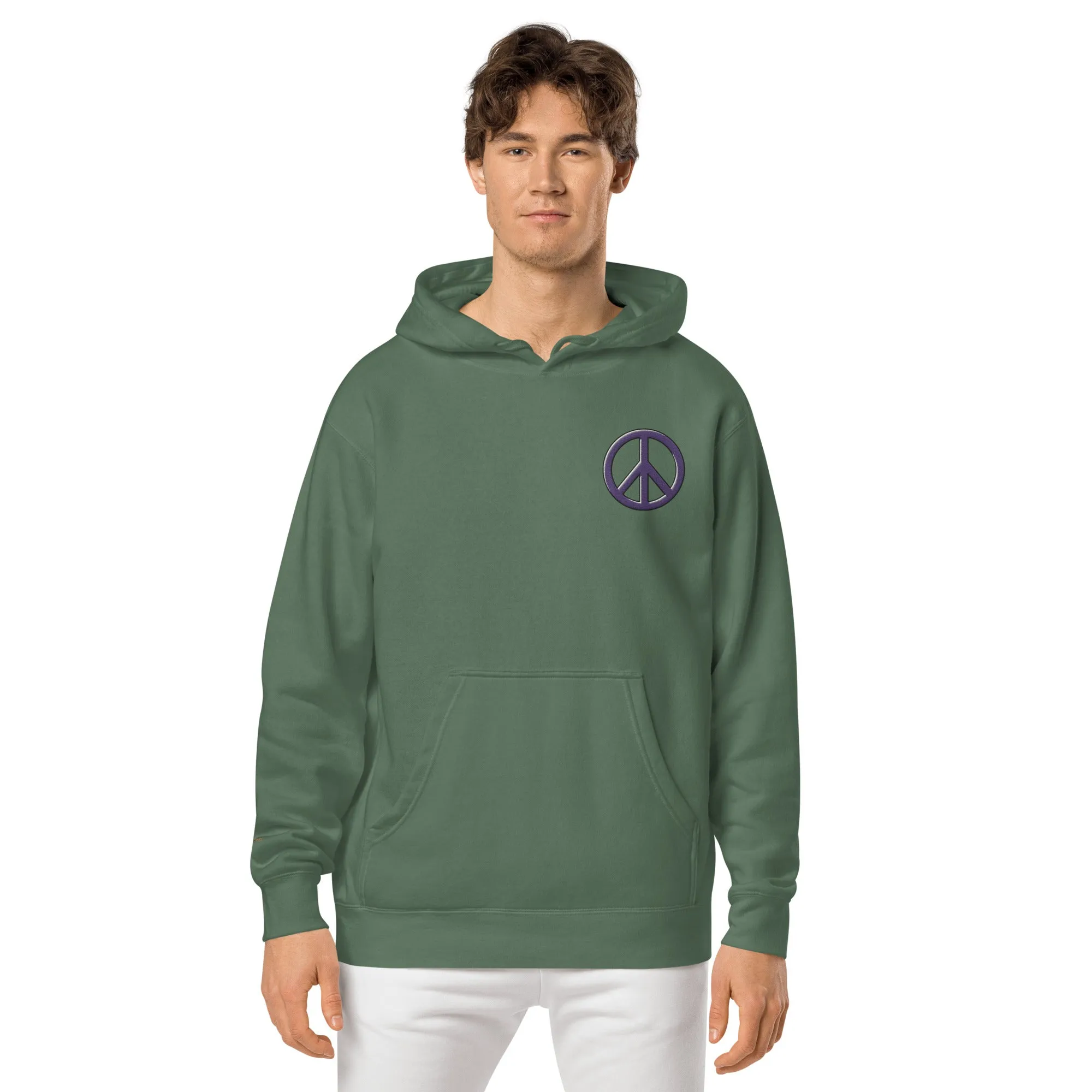 Peace Sign Design Unisex Pigment-Dyed Hoodie