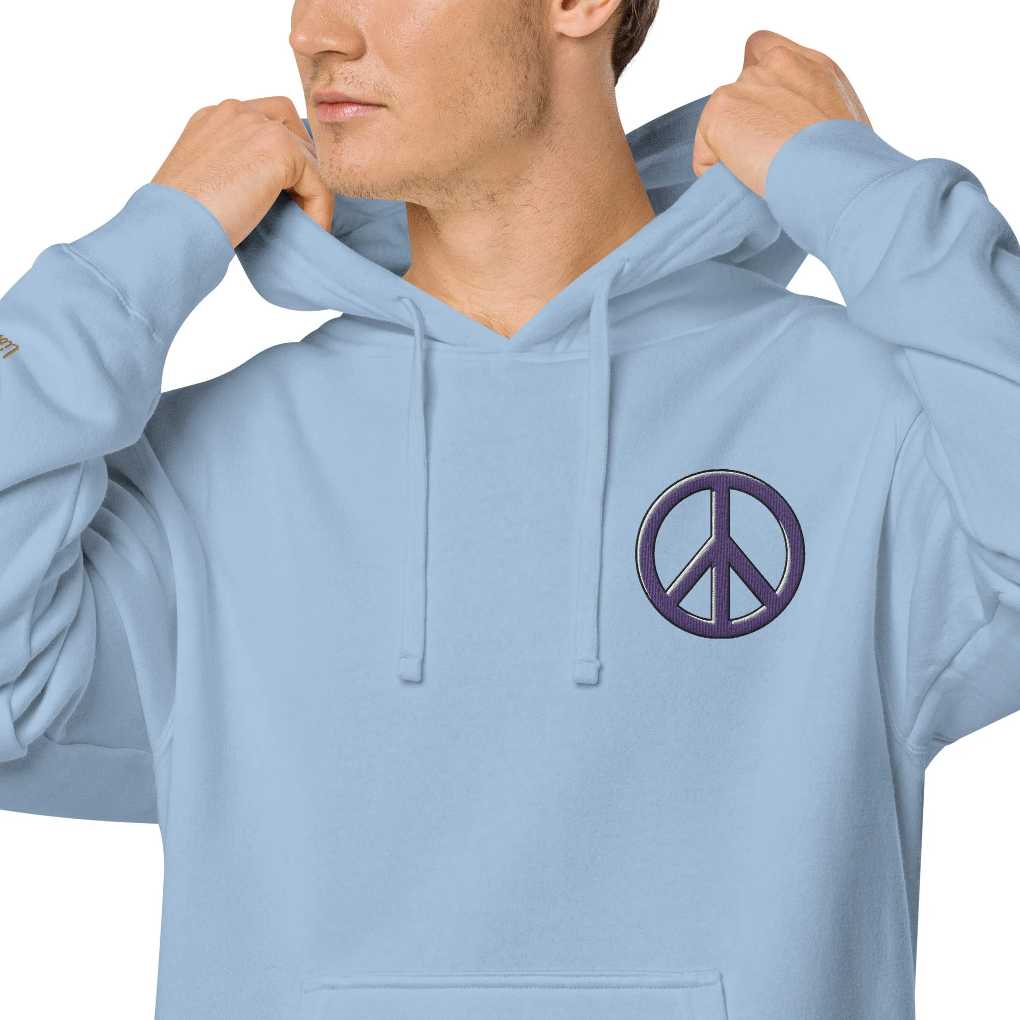 Peace Sign Design Unisex Pigment-Dyed Hoodie