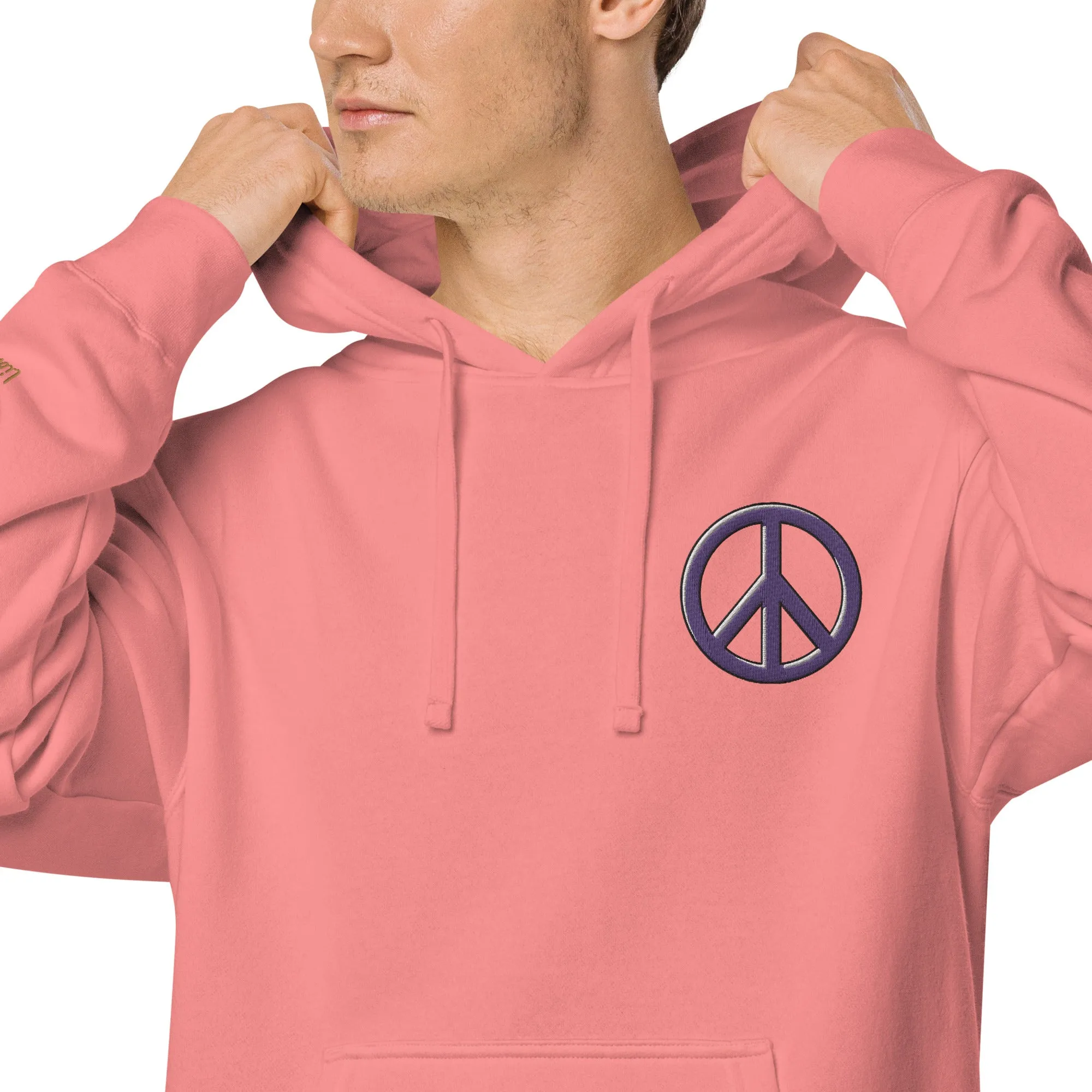 Peace Sign Design Unisex Pigment-Dyed Hoodie