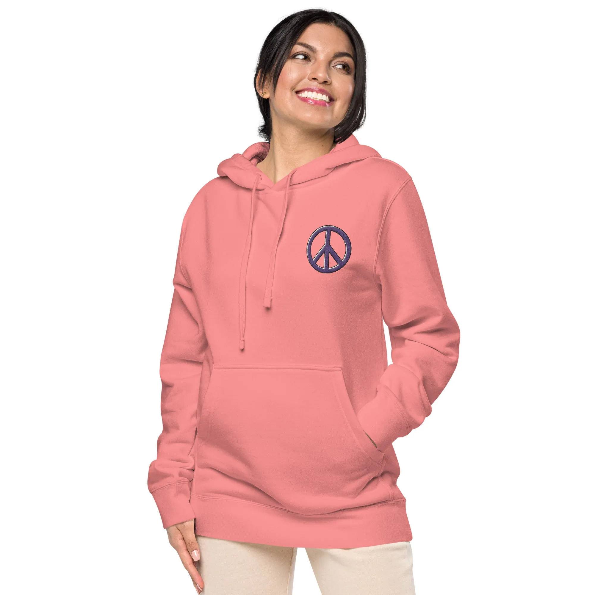 Peace Sign Design Unisex Pigment-Dyed Hoodie