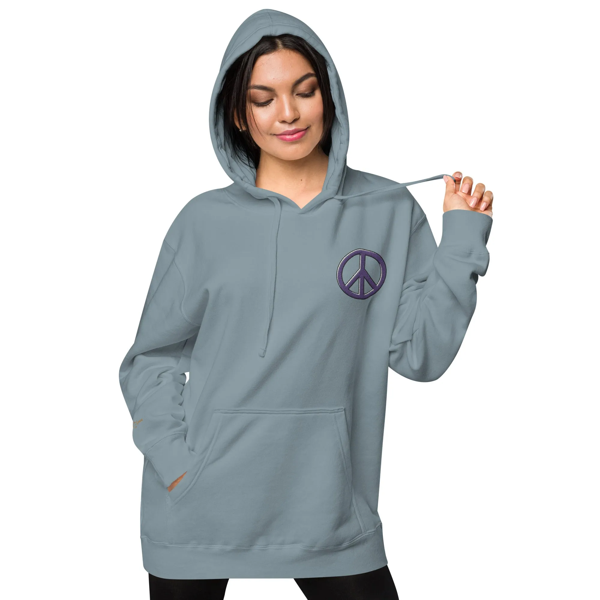 Peace Sign Design Unisex Pigment-Dyed Hoodie