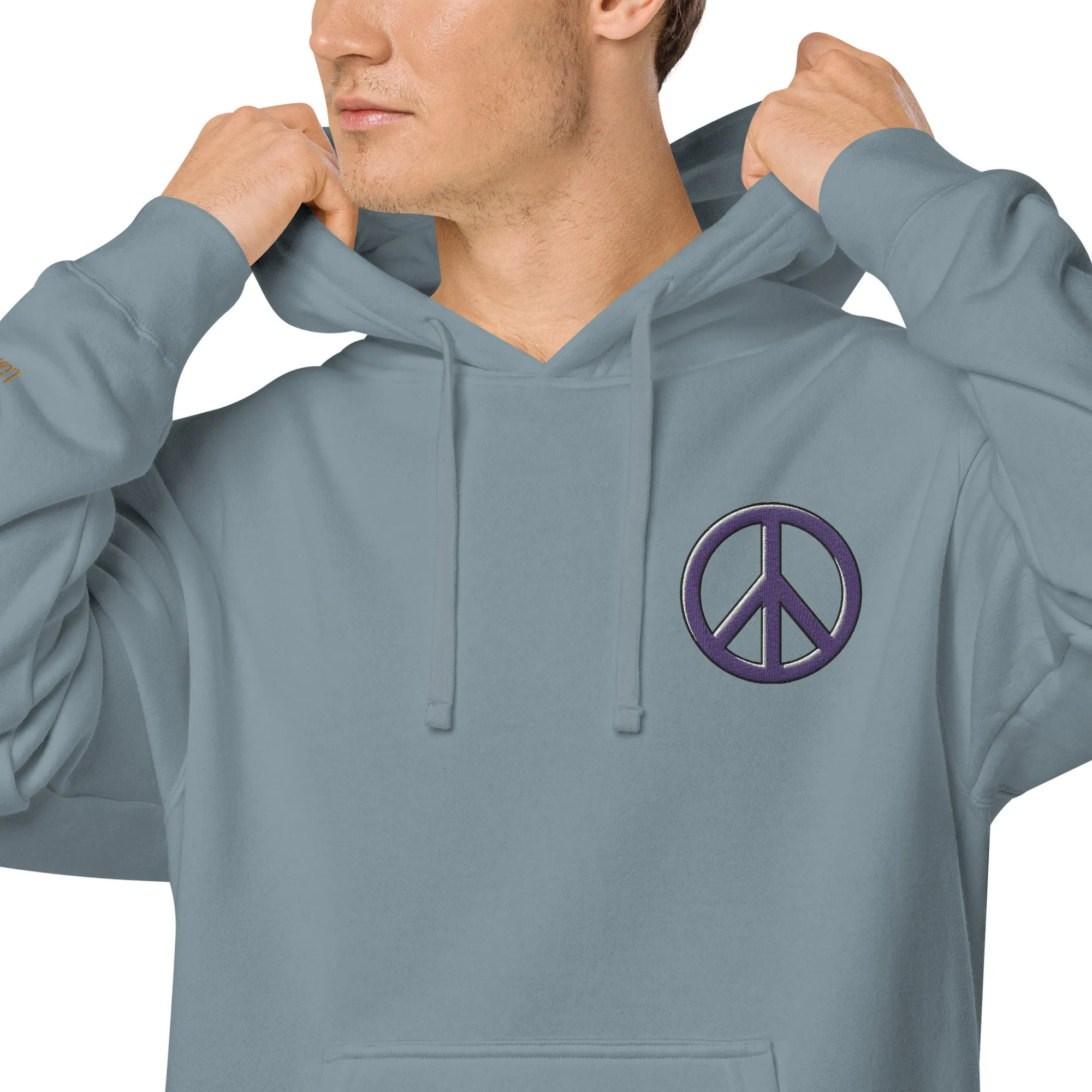 Peace Sign Design Unisex Pigment-Dyed Hoodie