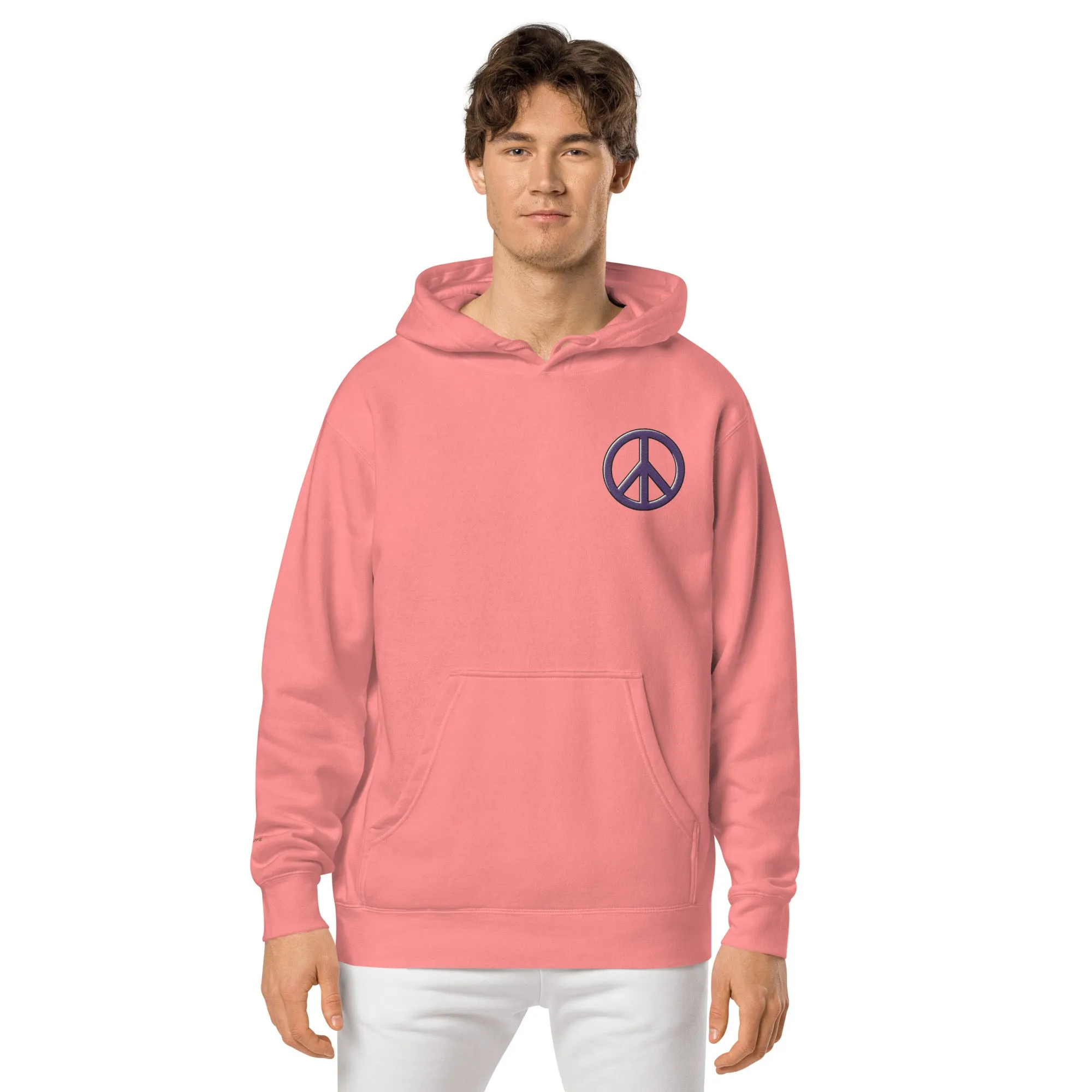 Peace Sign Design Unisex Pigment-Dyed Hoodie