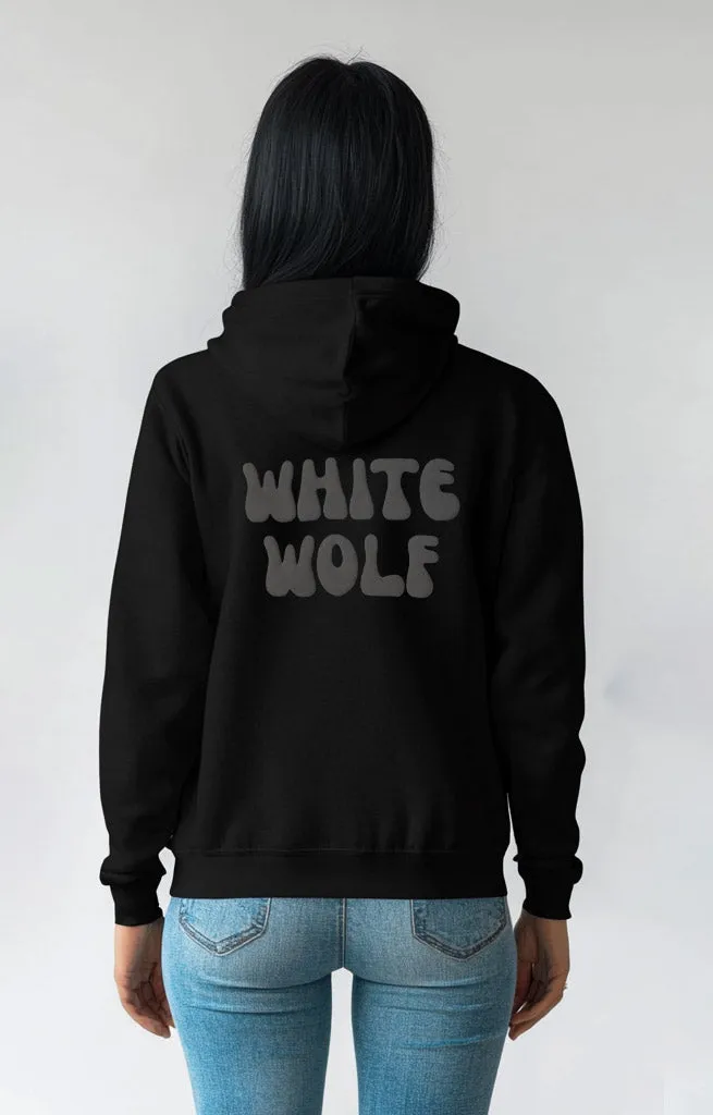 Unisex White Wolf Premium Fleece- Hoodie (Black)