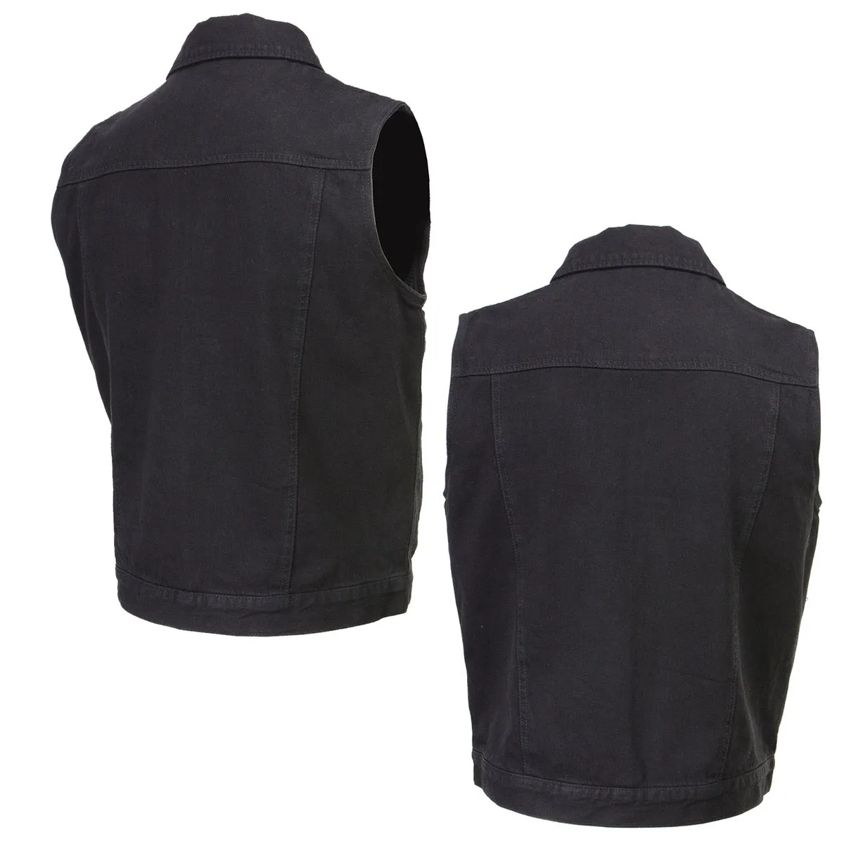 Xelement XS13051 Men's Black Denim Club Style '2-in-1' Motorcycle Vest